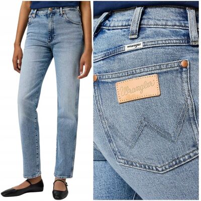 Wrangler SUNSET Frosty wysokie proste damskie spodnie jeansowe W27 L34 Wrangler SUNSET Frosty wysokie proste damskie spodnie jeansowe W27 L34