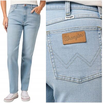 Wrangler SUNSET Steamy wysokie proste damskie spodnie jeansowe W31 L34 Wrangler SUNSET Steamy wysokie proste damskie spodnie jeansowe W31 L34