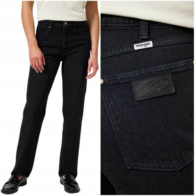 Wrangler SUNSET Sugarcove czarne proste damskie spodnie jeansowe W34 L32 Wrangler SUNSET Sugarcove czarne proste damskie spodnie jeansowe W34 L32