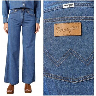 Wrangler WORLD WIDE luźne szerokie damskie spodnie jeansowe palazzo W25 L30 Wrangler WORLD WIDE luźne szerokie damskie spodnie jeansowe palazzo W25 L30