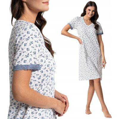 WYGODNA LEKKA BAWEŁNIANA KOSZULA NOCNA DAMSKA KRÓTKI RĘKAW HALKA MORAJ 4XL PATT 1 WYGODNA LEKKA BAWEŁNIANA KOSZULA NOCNA DAMSKA KRÓTKI RĘKAW HALKA MORAJ 4XL PATT 1