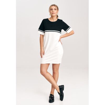 FIGL Wygodna SUKIENKA bawełniana z kieszeniami Ecru-Czarny XXXL FIGL Wygodna SUKIENKA bawełniana z kieszeniami Ecru-Czarny XXXL