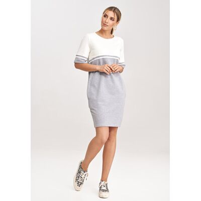 FIGL Wygodna SUKIENKA bawełniana z kieszeniami Szary-Ecru XXXL FIGL Wygodna SUKIENKA bawełniana z kieszeniami Szary-Ecru XXXL