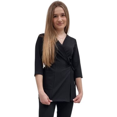 M&C Żakiet kopertowy, tunika czarna basic premium rękaw 3/4 roz. XL M&C Żakiet kopertowy, tunika czarna basic premium rękaw 3/4 roz. XL