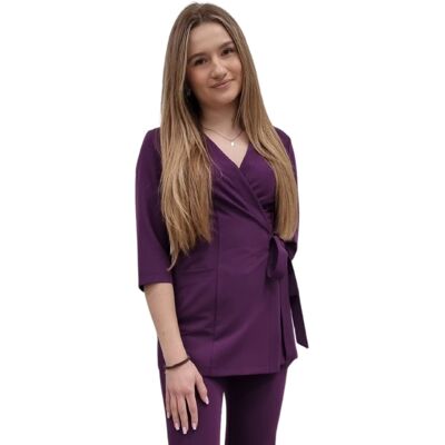 M&C Żakiet kopertowy, tunika fiolet basic premium rękaw 3/4 roz. XL M&C Żakiet kopertowy, tunika fiolet basic premium rękaw 3/4 roz. XL