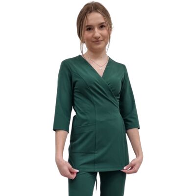 M&C Żakiet kopertowy, tunika zielona butelka basic premium rękaw 3/4 roz. XL M&C Żakiet kopertowy, tunika zielona butelka basic premium rękaw 3/4 roz. XL