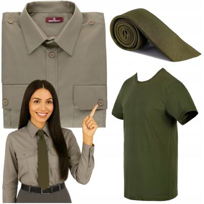 Modus Zestaw damski Wojsk Lądowych koszulo-bluza długi rękaw krawat tshirt khaki Modus Zestaw damski Wojsk Lądowych koszulo-bluza długi rękaw krawat tshirt khaki