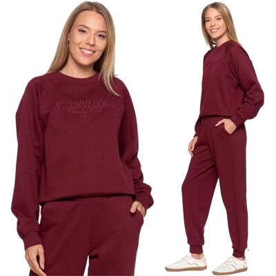 ZESTAW KOMPLET DRES DAMSKI BLUZA Z NAPISEM I SPODNIE DRESOWY MORAJ S RED ZESTAW KOMPLET DRES DAMSKI BLUZA Z NAPISEM I SPODNIE DRESOWY MORAJ S RED