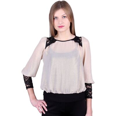 sarcia.eu złota, połyskująca bluzka z koronką, John Zack. XL sarcia.eu złota, połyskująca bluzka z koronką, John Zack. XL