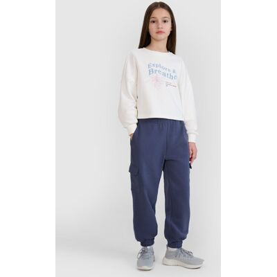 Spodnie dresowe joggery dziewczęce 4FJWSS25TTROF1135-22S Czarny Roz. 140 Spodnie dresowe joggery dziewczęce 4FJWSS25TTROF1135-22S Czarny Roz. 140