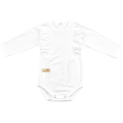 Baby in World Baby 01377 Body Niemowlęce Dł Rękaw Falbanka Ecru 56/62 Baby in World Baby 01377 Body Niemowlęce Dł Rękaw Falbanka Ecru 56/62