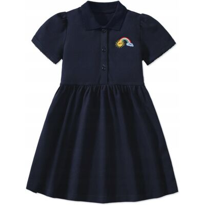 Inny producent Bawełniana Sukienka Dziecięca Polo Granatowa Blue Nadruk Tęcza 128/134 Inny producent Bawełniana Sukienka Dziecięca Polo Granatowa Blue Nadruk Tęcza 128/134
