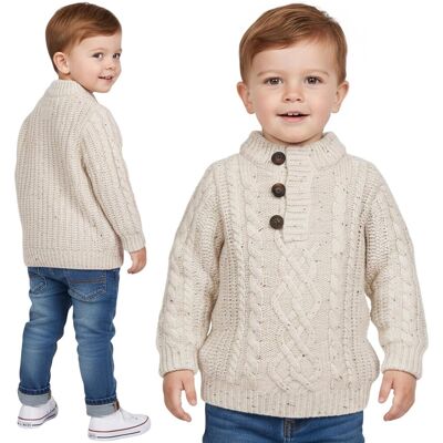 sarcia.eu Beżowy, CIEPŁY sweter dziecięcy z guzikami, ZIMOWY sweterek dla chłopca 12-18 m 86 cm sarcia.eu Beżowy, CIEPŁY sweter dziecięcy z guzikami, ZIMOWY sweterek dla chłopca 12-18 m 86 cm