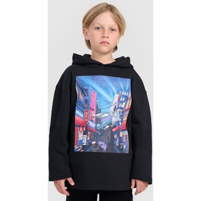 Bluza dresowa nierozpinana z kapturem chłopięca 4F 4FJRAW25TSWSM2345-20S Czarny 146 Bluza dresowa nierozpinana z kapturem chłopięca 4F 4FJRAW25TSWSM2345-20S Czarny 146