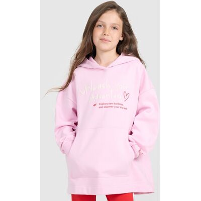 Bluza dresowa oversize nierozpinana z kapturem dziewczęca 4F 4FJRAW25TSWSF2429-56S Różowy 140 Bluza dresowa oversize nierozpinana z kapturem dziewczęca 4F 4FJRAW25TSWSF2429-56S Różowy 140