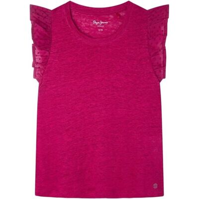 Bluzka Dziewczęca Pepe Jeans Itzel Różowa Z Falbankami-176 Bluzka Dziewczęca Pepe Jeans Itzel Różowa Z Falbankami-176