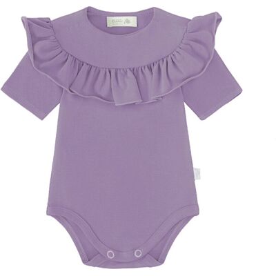 Ewa Collection Body z falbanką fioletowe, krótki rękaw - 86 Ewa Collection Body z falbanką fioletowe, krótki rękaw - 86