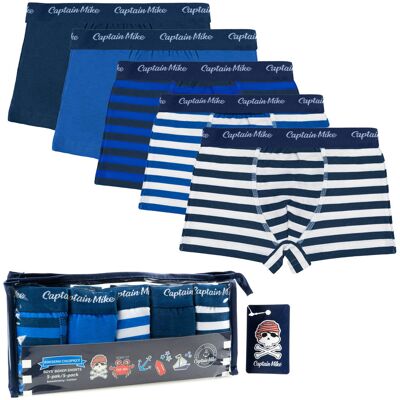Bokserki dziecięce Captain Mike, 5 pack mix kolor paski, rozmiar 122/128 Bokserki dziecięce Captain Mike, 5 pack mix kolor paski, rozmiar 122/128