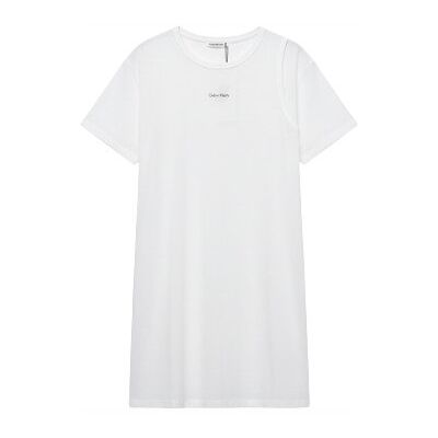 Calvin Klein Jeans Biała Sukienka T-Shirt Z Logo Bawełna 152 Kwa Calvin Klein Jeans Biała Sukienka T-Shirt Z Logo Bawełna 152 Kwa