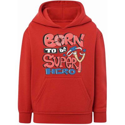Chłopięca bluza z kapturem Born to be superhero czerwona Tup Tup r.122/128 Chłopięca bluza z kapturem Born to be superhero czerwona Tup Tup r.122/128