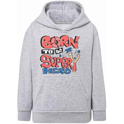 Chłopięca bluza z kapturem Born to be superhero szara Tup Tup r.110/116 Chłopięca bluza z kapturem Born to be superhero szara Tup Tup r.110/116