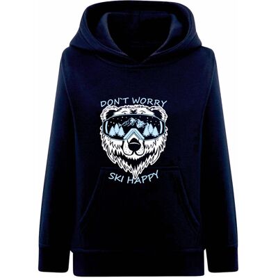 Chłopięca bluza z kapturem nadruk misia w goglach granatowa Tup Tup Chłopięca bluza z kapturem nadruk misia w goglach granatowa Tup Tup