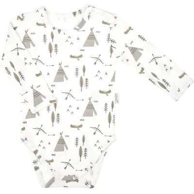 Chłopięce Body bawełniane długi rękaw Indiański Wzór biały, Nicol,r.86 Chłopięce Body bawełniane długi rękaw Indiański Wzór biały, Nicol,r.86