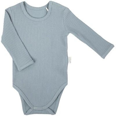 Chłopięce Body bawełniane długi rękaw Prążkowany błękitny, Nicol,r.74 Chłopięce Body bawełniane długi rękaw Prążkowany błękitny, Nicol,r.74
