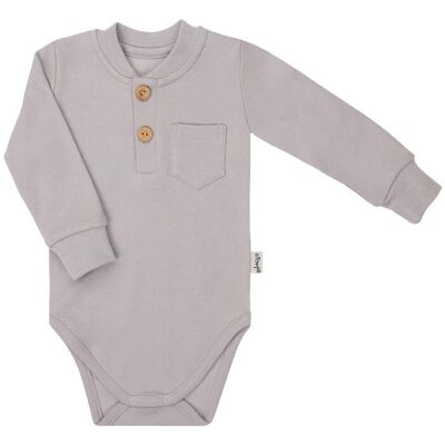 Chłopięce body na długi rękaw z guzikami popielate Nicol,r.80 Chłopięce body na długi rękaw z guzikami popielate Nicol,r.80