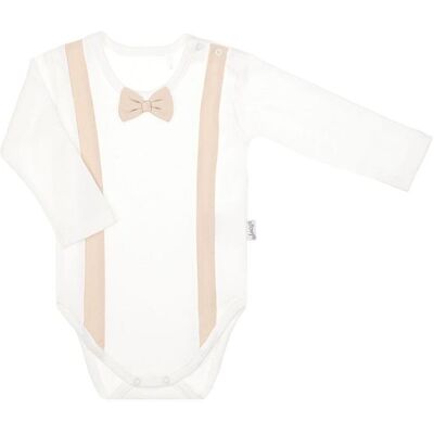 Chłopięce body na długi rękaw z muszką kremowe Nicol,r.68 Chłopięce body na długi rękaw z muszką kremowe Nicol,r.68