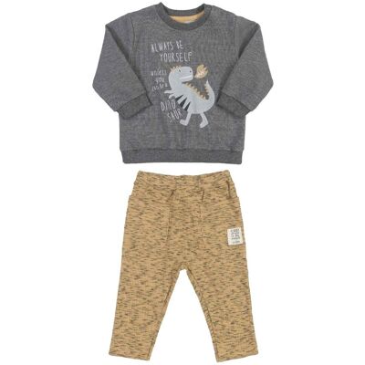 HURTIMEX Chłopięcy komplet chłopięcy bluza + spodnie szary Up Baby HURTIMEX Chłopięcy komplet chłopięcy bluza + spodnie szary Up Baby