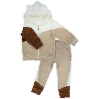 Chłopięcy komplet welur bluza + spodnie beżowy Nicol,r.92 Chłopięcy komplet welur bluza + spodnie beżowy Nicol,r.92