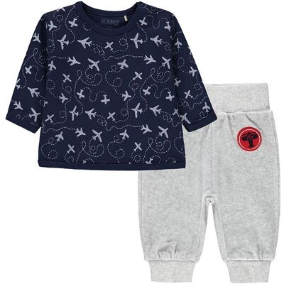 Chłopięcy niemowlęcy komplet bluza + spodnie dresowe granatowy Kanz r.74 Chłopięcy niemowlęcy komplet bluza + spodnie dresowe granatowy Kanz r.74