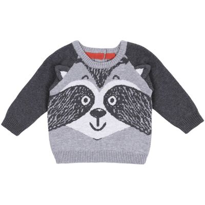 sarcia.eu Chłopięcy sweterek - szop, szary sweter 6-9 m 74 cm sarcia.eu Chłopięcy sweterek - szop, szary sweter 6-9 m 74 cm