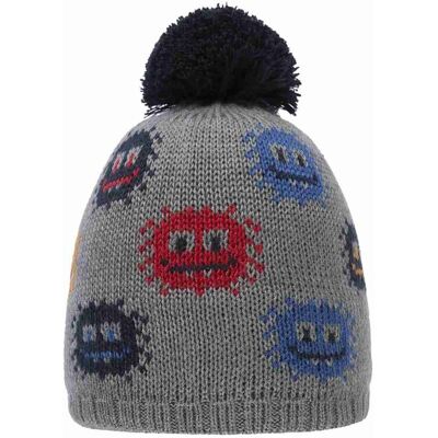 Doll Czapka chłopięca z pomponem, szara, stworki, Döll Doll Czapka chłopięca z pomponem, szara, stworki, Döll