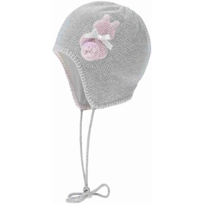 Doll Czapka dziewczęca, wiązana, szara, królik, Döll Doll Czapka dziewczęca, wiązana, szara, królik, Döll
