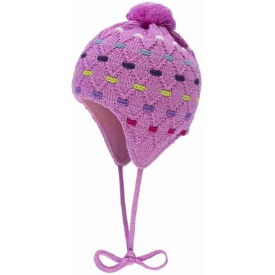 Doll Czapka dziewczęca z pomponem, wiązana, różowa, Döll Doll Czapka dziewczęca z pomponem, wiązana, różowa, Döll