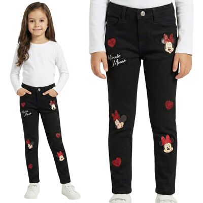 Disney Myszka Minnie Czarne spodnie jeansowe dla dziewczynki, WYGODNE spodnie dziewczęce 6-7 lat 122 cm Disney Myszka Minnie Czarne spodnie jeansowe dla dziewczynki, WYGODNE spodnie dziewczęce 6-7 lat 122 cm