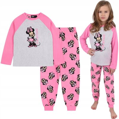 Disney Myszka Minnie piżama dziewczęca długie rękawy, różowa szara 6-7 lat 122 cm Disney Myszka Minnie piżama dziewczęca długie rękawy, różowa szara 6-7 lat 122 cm