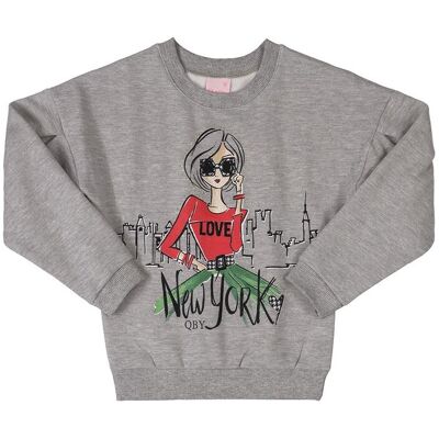Dziewczęca Bluza Nierozpinana Szary Melanż Quimby R.116 Dziewczęca Bluza Nierozpinana Szary Melanż Quimby R.116