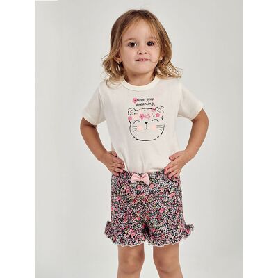 Dziewczęca Piżama Bawełniana Kot Kremowa Taro R.92 Dziewczęca Piżama Bawełniana Kot Kremowa Taro R.92