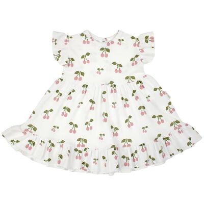 Dziewczęca sukienka krótki rękaw Wisienki biała, Nicol,r.146 Dziewczęca sukienka krótki rękaw Wisienki biała, Nicol,r.146
