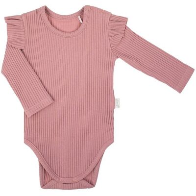 Dziewczęce Body bawełniane długi rękaw Prążkowany wrzosowy, Nicol,r.68 Dziewczęce Body bawełniane długi rękaw Prążkowany wrzosowy, Nicol,r.68