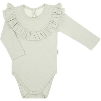 Dziewczęce body na długi rękaw z falbanka oliwkowe Nicol,r.56 Dziewczęce body na długi rękaw z falbanka oliwkowe Nicol,r.56