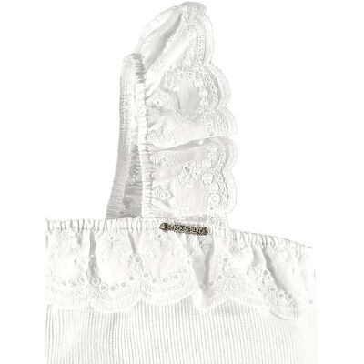 HURTIMEX Dziewczęce body prążkowane na ramiączkach białe Up Baby HURTIMEX Dziewczęce body prążkowane na ramiączkach białe Up Baby