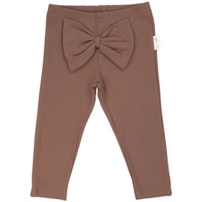 Dziewczęce legginsy dresowe kokarda brązowe Nicol,r.146 Dziewczęce legginsy dresowe kokarda brązowe Nicol,r.146
