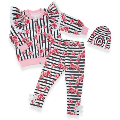 Dziewczęcy komplet 3-częściowy bluza, legginsy, czapka biały Nicol,r.116 Dziewczęcy komplet 3-częściowy bluza, legginsy, czapka biały Nicol,r.116