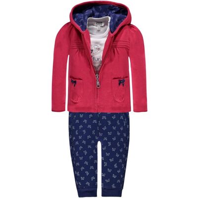 KFG Dziewczęcy komplet bluza + bluzka + spodnie dresowe, różowy, rozmiar 80 KFG Dziewczęcy komplet bluza + bluzka + spodnie dresowe, różowy, rozmiar 80