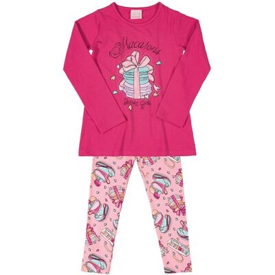 Dziewczęcy Komplet Bluzki Z Legginsami, Różowy, Quimby R.140 Dziewczęcy Komplet Bluzki Z Legginsami, Różowy, Quimby R.140