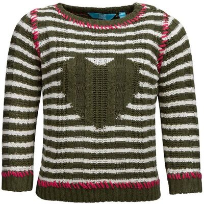 Dziewczęcy sweter serce zielone paski Lief r.74 Dziewczęcy sweter serce zielone paski Lief r.74